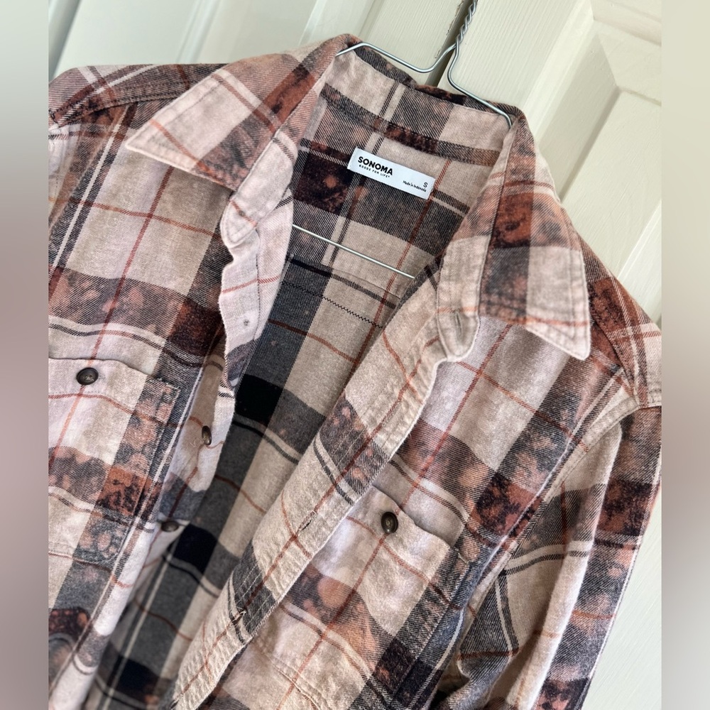 Flannel Shirt Up-Cycled with Country Music Graphic. - Picture 3 of 5